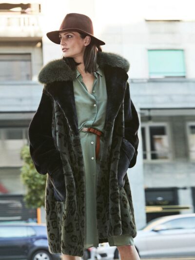 Стильная норковая шуба длинная с лисьим воротником