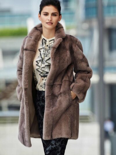 Шуба из италии норка коричневая