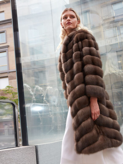 Шуба из соболя графит