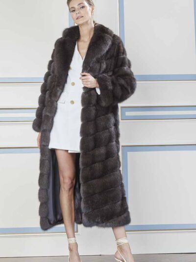 Шуба из соболя седая длинная
