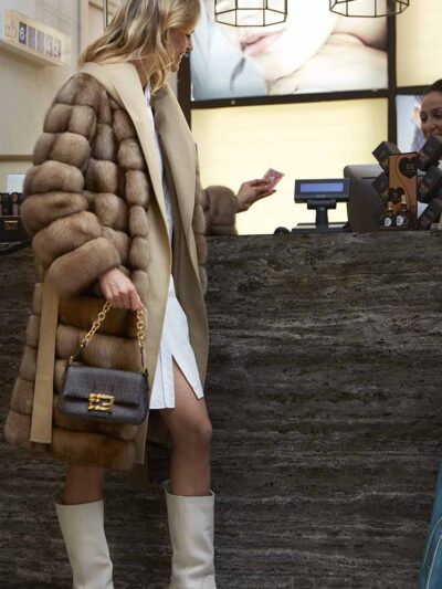 Шуба соболь тортора с капюшоном